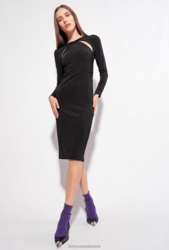 Long Dresses | Fluid neoprene calf-length dress Pinko LIMO BLACK T8J2896
