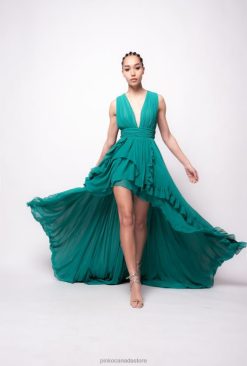 Long Dresses | Long dress with frills Pinko RUBBER CARAMEL T8J28220
