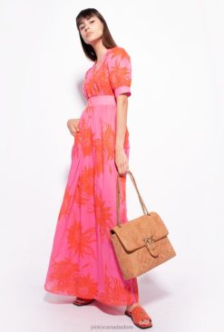 Long Dresses | Long dress with large printed flowers Pinko PINK/RED T8J2863