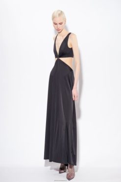 Long Dresses | Long dress with metal detail Pinko LIMO BLACK T8J2835