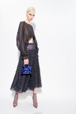 Long Skirts | Long frilly tulle skirt Pinko BLACK/LILAC T8J28912