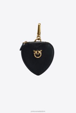 Microlove Bags | Heart-shaped charm with mirror Pinko BLACK-ANTIQUE GOLD T8J281247