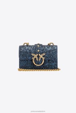 Microlove Bags | Micro Love Bag Grainy Glitter Pinko CLEMATIS BLUE-ANTIQUE GOLD T8J281210