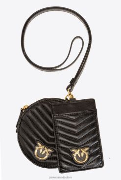 Microlove Bags | Necklace Mini Love Bag Chevron Pinko BLACK-ANTIQUE GOLD T8J281254