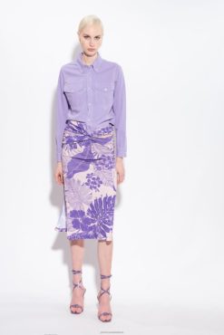 Mid-Calf Length Skirts | Floral-print midi skirt Pinko NUDE/PURPLE T8J28801