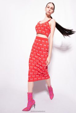 Mid-Calf Length Skirts | Monogram jacquard calf-length skirt Pinko RED/PINK T8J28825