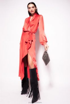 Mid-Length Dresses | Satin wrap dress Pinko FORMULA1 RED T8J28101