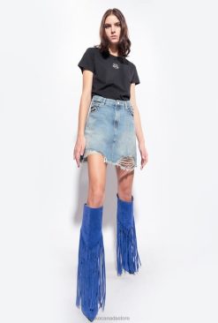 Miniskirts | Denim mini skirt with lace-up detail Pinko MEDIUM VINTAGE WASH T8J28915