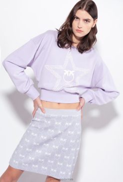 Miniskirts | Monogram lurex mini skirt Pinko LILAC/WHITE T8J28823