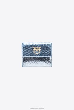Purses | Galleria compact purse in laminated reptile skin Pinko LIGHT BLUE-SHINY GOLD T8J281167