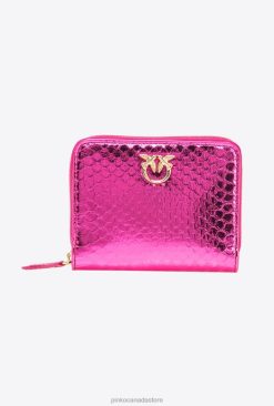 Purses | Galleria zip-around purse in laminated reptile skin Pinko FUCHSIA-SHINY GOLD T8J281175