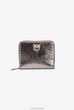 Purses | Galleria zip-around purse in laminated reptile skin Pinko GUNMETAL GREY-SHINY GOLD T8J281173