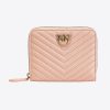 Purses | Small zip-around wallet in chevron-patterned nappa Pinko DUSTY PINK-ANTIQUE GOLD T8J281138