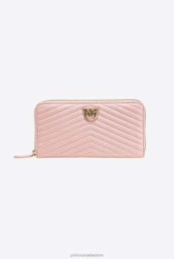 Purses | Zip-around purse in chevron-patterned nappa leather Pinko DUSTY PINK-ANTIQUE GOLD T8J281154