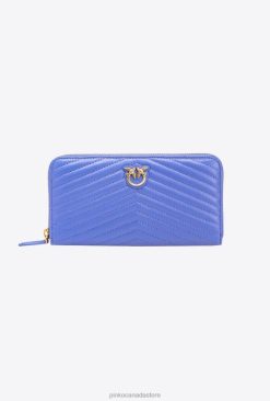 Purses | Zip-around wallet in chevron-patterned nappa leather Pinko CORSICA BLUE-ANTIQUE GOLD T8J281156
