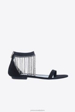 Sandals | Flat sandals with rhinestone fringing Pinko LIMO BLACK T8J281077