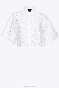 Shirts | Cropped broderie anglaise shirt Pinko BRIGHT WHITE T8J28286
