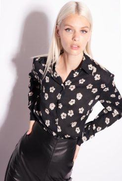 Shirts | Graphic floral shirt Pinko BLACK/ECRU T8J28229
