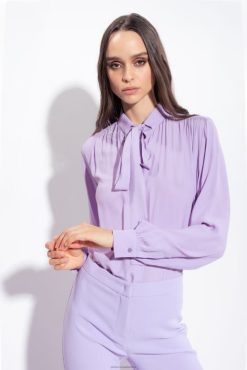 Shirts | Silk-blend pussy-bow shirt Pinko PURPLE TULIP T8J28232