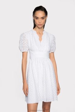 Short Dresses | Mini dress with broderie anglaise Pinko BRIGHT WHITE T8J2858