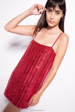 Short Dresses | Mini dress with rectangular sequins Pinko RASPBERRY RED T8J28134