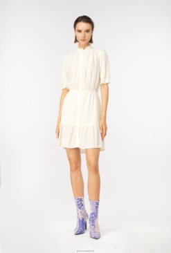 Short Dresses | Mini marocain shirt dress Pinko MERINGUE WHITE T8J2818