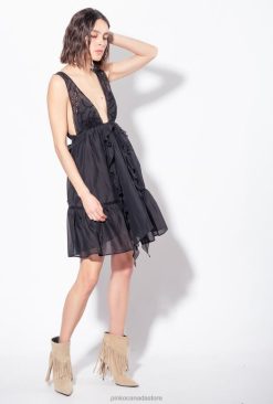 Short Dresses | Muslin mini dress Pinko LIMO BLACK T8J2860