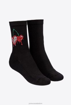 Socks | Sporty jacquard cherry socks Pinko MULTI. BLACK/RED T8J281274