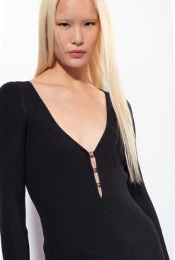 Sweaters | Long-sleeved rib-knit top Pinko LIMO BLACK T8J28490