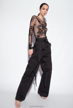 Sweaters | Tulle top with tattoo embroidery Pinko LIMO BLACK T8J28461