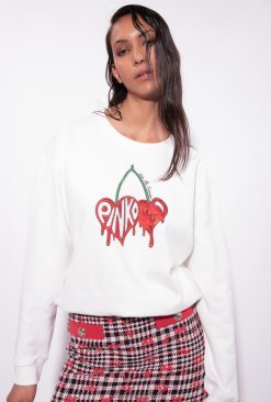 Sweatshirts | Sweatshirt with cherry print Pinko SILK WHITE T8J28532