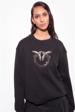 Sweatshirts | Sweatshirt with Love Birds embroidery Pinko LIMO BLACK T8J28505