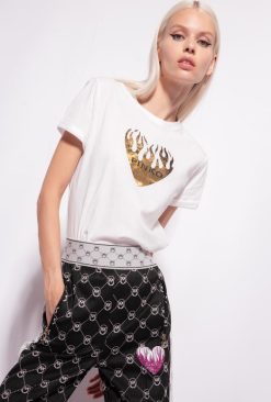 T-Shirt | Heart-print T-shirt Pinko SILK WHITE T8J28418