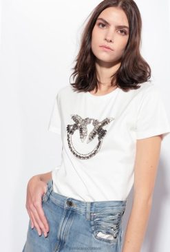 T-Shirt | T-shirt with Love Birds embroidery Pinko CLOUD WHITE T8J28352