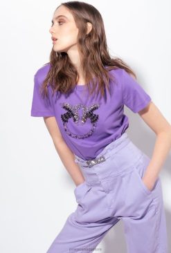 T-Shirt | T-shirt with Love Birds embroidery Pinko LAVENDER LILAC T8J28350