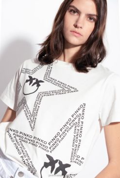 T-Shirt | T-shirt with star logo Pinko SILK WHITE T8J28342