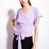 Top | Crepe marocain top with sash Pinko PURPLE TULIP T8J28406