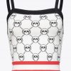 Top | Monogram jacquard crop top Pinko MULT. WHITE/BLACK/RED T8J28420