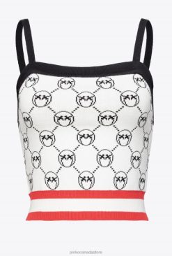 Top | Monogram jacquard crop top Pinko MULT. WHITE/BLACK/RED T8J28420