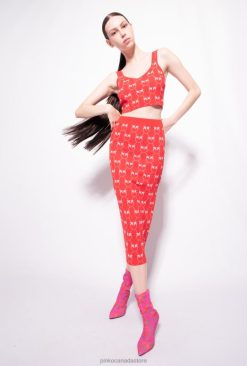 Top | Monogram jacquard crop top Pinko RED/PINK T8J28423