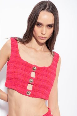 Top | Patterned tweed crop top Pinko MULTI FUCHSIA/RED T8J28362