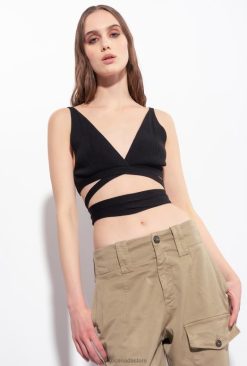 Top | Rib-knit bralette Pinko LIMO BLACK T8J28376