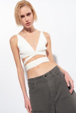 Top | Rib-knit bralette Pinko SILK WHITE T8J28378