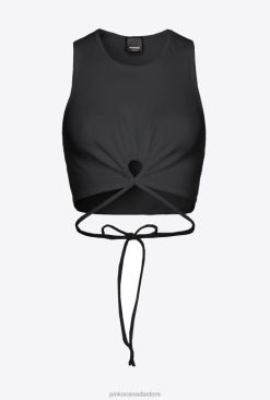 Top | Ribbed crop top with lacing Pinko LIMO BLACK T8J28466