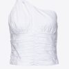 Top | Stretch poplin one-shoulder top Pinko BRIGHT WHITE T8J28391