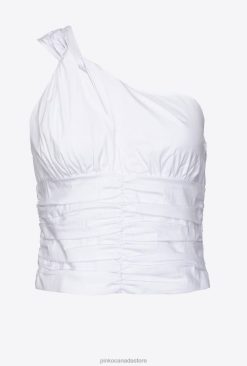 Top | Stretch poplin one-shoulder top Pinko BRIGHT WHITE T8J28391