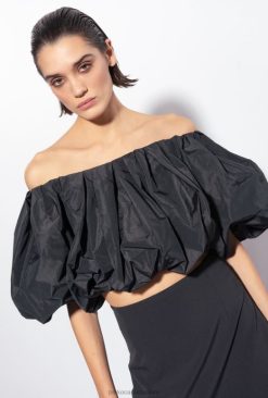 Top | Taffeta crop top Pinko LIMO BLACK T8J28394