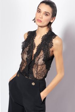 Top | Valenciennes lace vest Pinko LIMO BLACK T8J28353